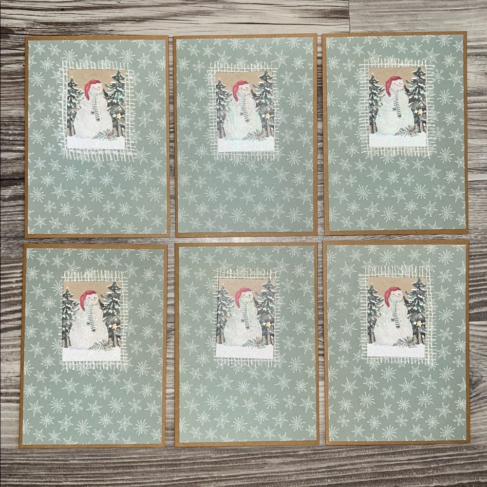Handmade Snowman Christmas Holiday Cards Set of 18 Includes Envelopes